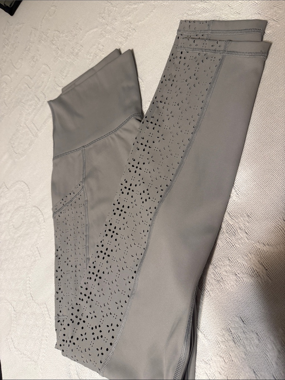 aerie Gray Laser-Cut High-Waist Leggings